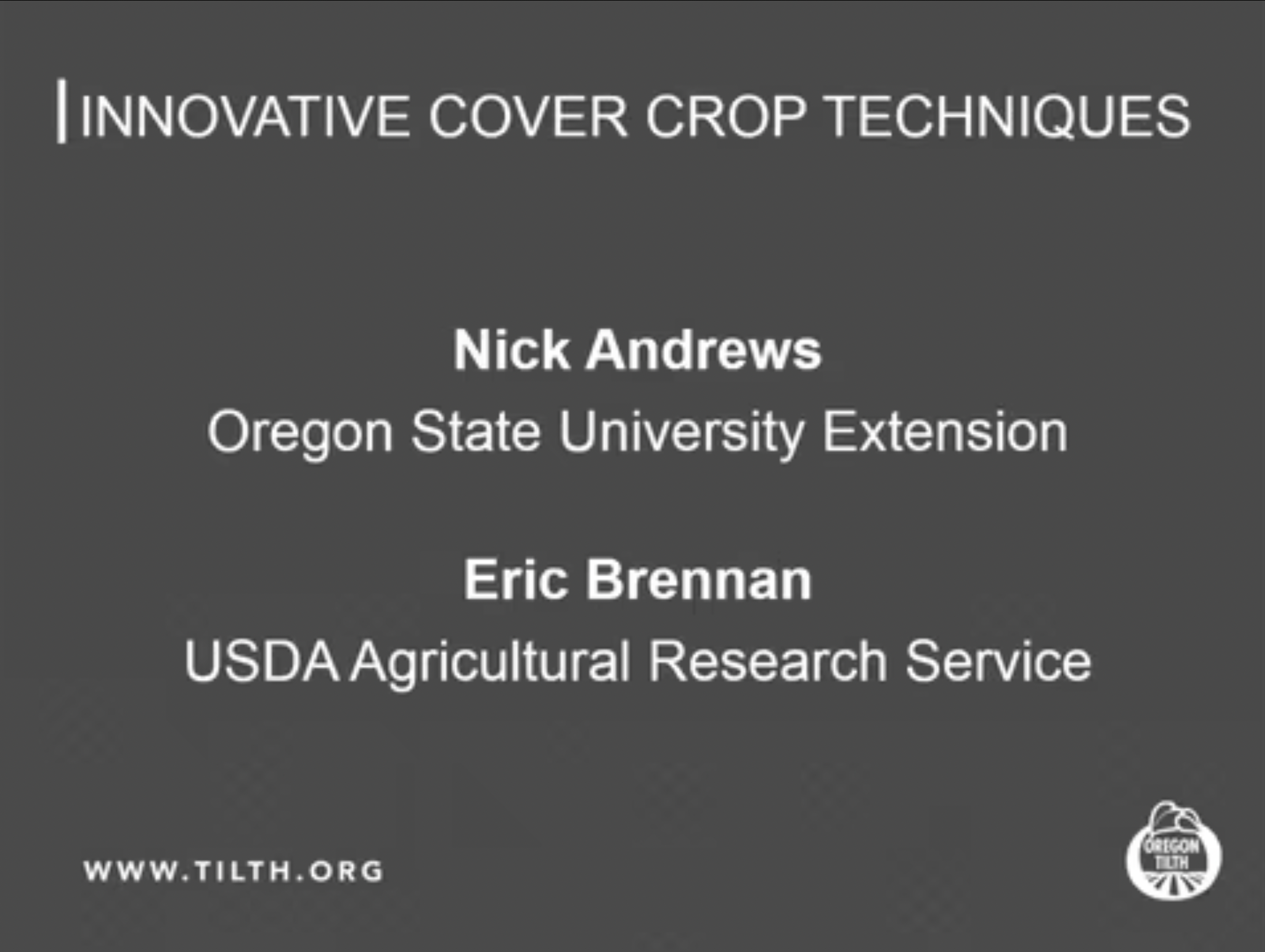 Innovative Cover Crop Techniques - Transition to Organic Partnership ...